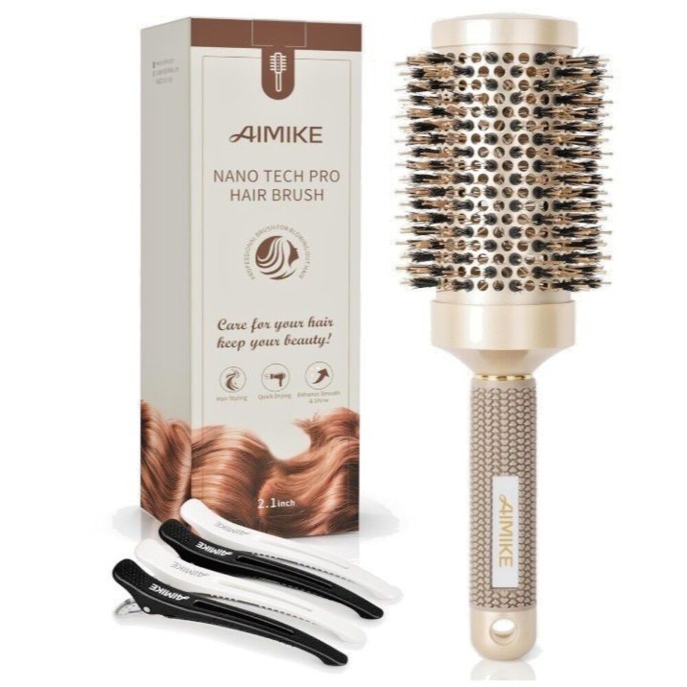 AIMIKE Round Hair Brush Nano Thermal Ceramic & NaIo Tech 2.1 Inch NEW in Box